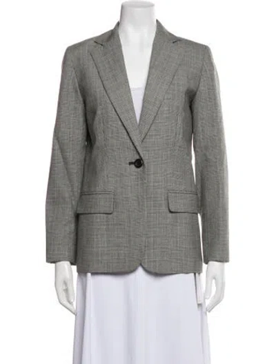Pre-owned Pendleton Virgin Wool Plaid Print Blazer In Grey