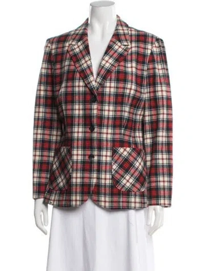 Pre-owned Pendleton Virgin Wool Plaid Print Blazer In Multicolor