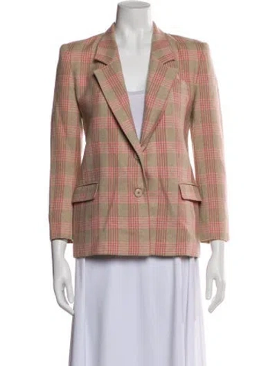 Pre-owned Pendleton Virgin Wool Plaid Print Blazer In Neutral