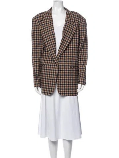 Pre-owned Pendleton Virgin Wool Plaid Print Blazer In Neutrals