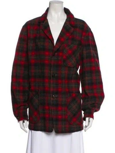 Pre-owned Pendleton Virgin Wool Plaid Print Blazer In Red