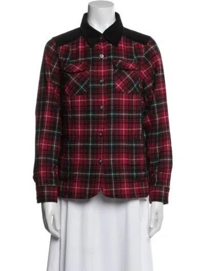 Pre-owned Pendleton Virgin Wool Plaid Print Blazer In Red