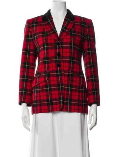 Pre-owned Pendleton Virgin Wool Plaid Print Blazer In Red