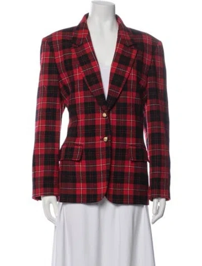 Pre-owned Pendleton Virgin Wool Plaid Print Blazer In Red