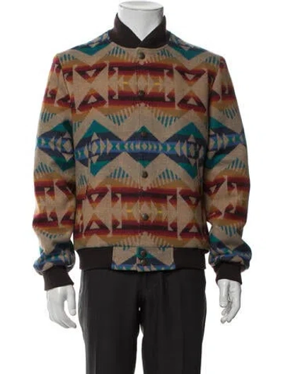 Pre-owned Pendleton Virgin Wool Plaid Print Bomber Jacket In Multicolor