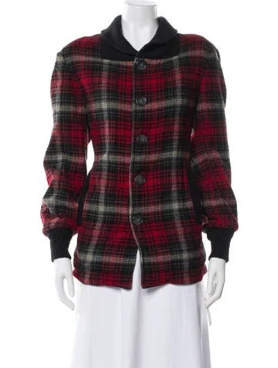 Pre-owned Pendleton Virgin Wool Plaid Print Bomber Jacket In Red
