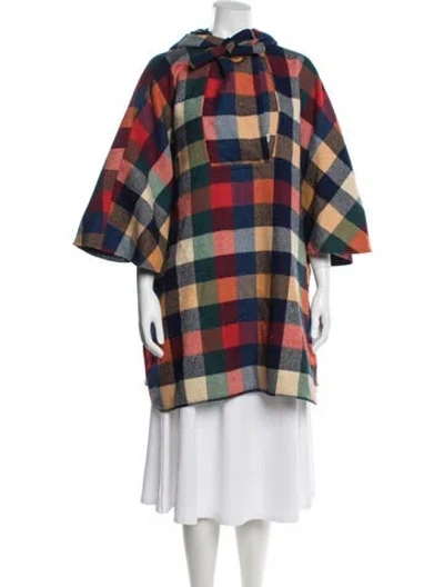 Pre-owned Pendleton Virgin Wool Plaid Print Coat In Blue