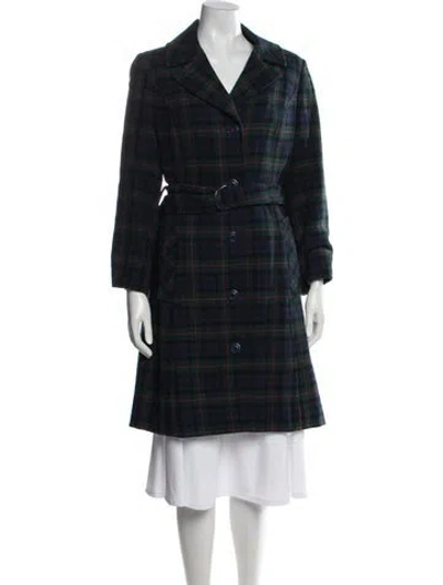 Pre-owned Pendleton Virgin Wool Plaid Print Coat In Blue