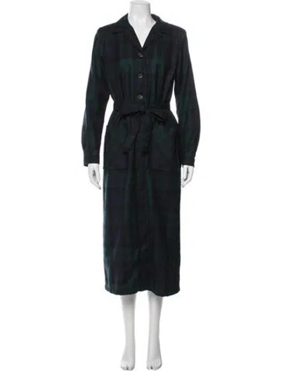 Pre-owned Pendleton Virgin Wool Plaid Print Coat In Green