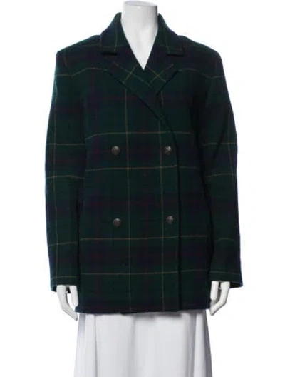 Pre-owned Pendleton Virgin Wool Plaid Print Coat In Green
