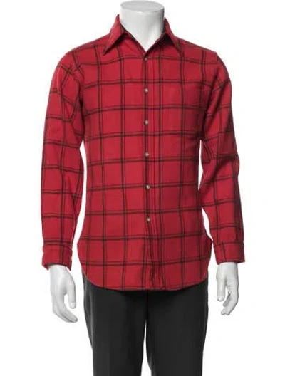 Pre-owned Pendleton Virgin Wool Plaid Print Coat In Red