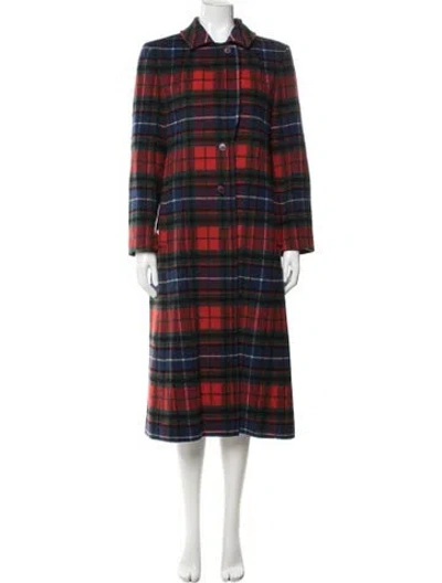 Pre-owned Pendleton Virgin Wool Plaid Print Coat In Red