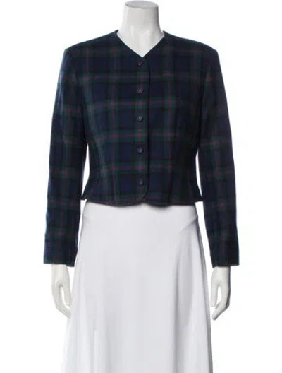 Pre-owned Pendleton Virgin Wool Plaid Print Evening Jacket In Gray
