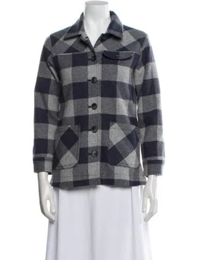 Pre-owned Pendleton Virgin Wool Plaid Print Jacket In Blue