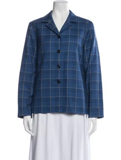 Pre-owned Pendleton Virgin Wool Plaid Print Jacket In Blue