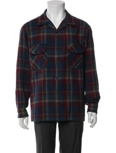 Pre-owned Pendleton Virgin Wool Plaid Print Jacket In Blue