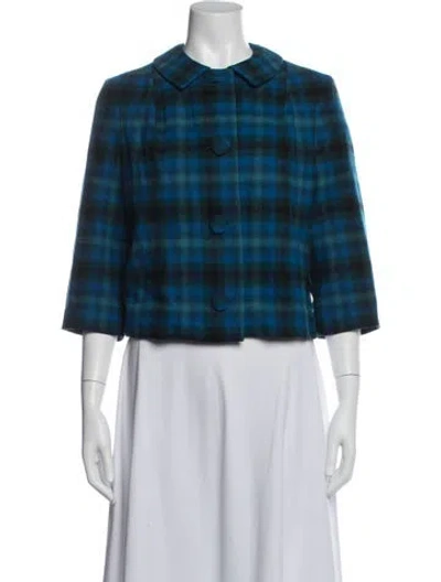 Pre-owned Pendleton Virgin Wool Plaid Print Jacket In Blue