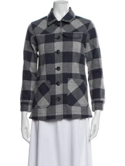 Pre-owned Pendleton Virgin Wool Plaid Print Jacket In Blue
