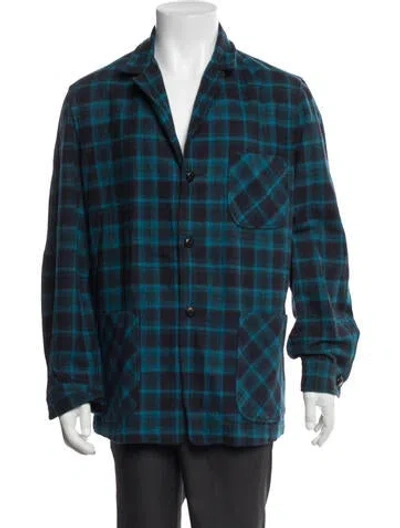 Pre-owned Pendleton Virgin Wool Plaid Print Jacket In Blue