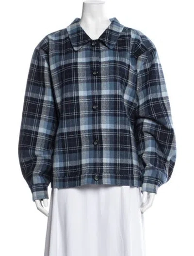 Pre-owned Pendleton Virgin Wool Plaid Print Jacket In Blue