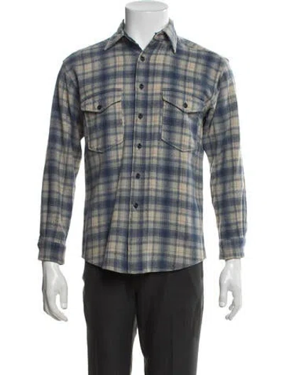 Pre-owned Pendleton Virgin Wool Plaid Print Jacket In Blue