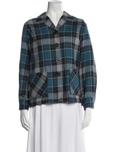 Pre-owned Pendleton Virgin Wool Plaid Print Jacket In Blue