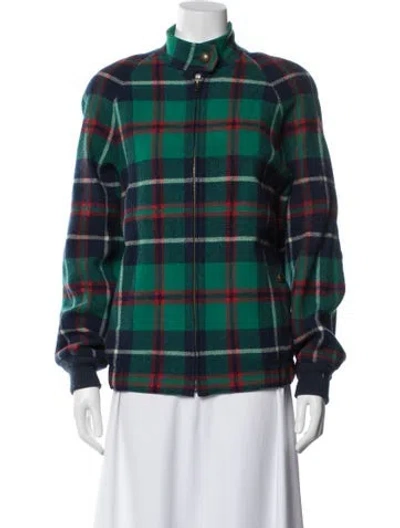 Pre-owned Pendleton Virgin Wool Plaid Print Jacket In Green