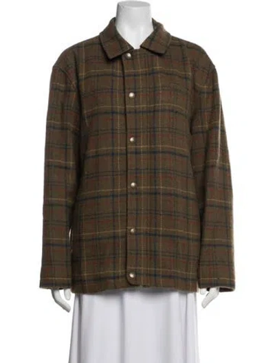 Pre-owned Pendleton Virgin Wool Plaid Print Jacket In Green