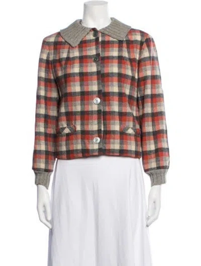 Pre-owned Pendleton Virgin Wool Plaid Print Jacket In Multicolor