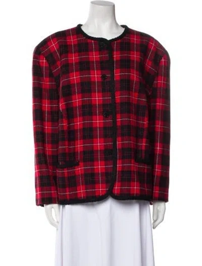 Pre-owned Pendleton Virgin Wool Plaid Print Jacket In Red