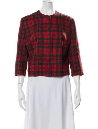 Pre-owned Pendleton Virgin Wool Plaid Print Jacket In Red