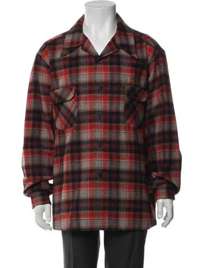 Pre-owned Pendleton Virgin Wool Plaid Print Jacket In Red