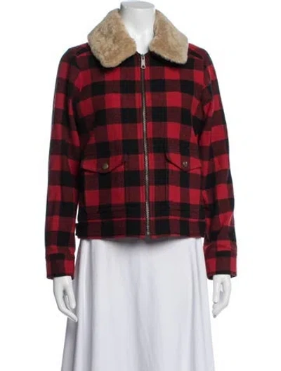 Pre-owned Pendleton Virgin Wool Plaid Print Jacket In Red