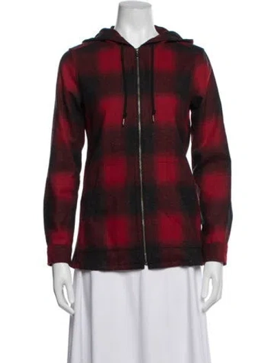 Pre-owned Pendleton Virgin Wool Plaid Print Jacket In Red