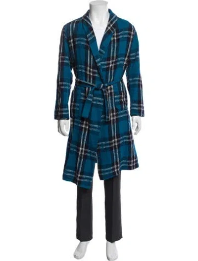 Pre-owned Pendleton Virgin Wool Plaid Print Robe In Blue