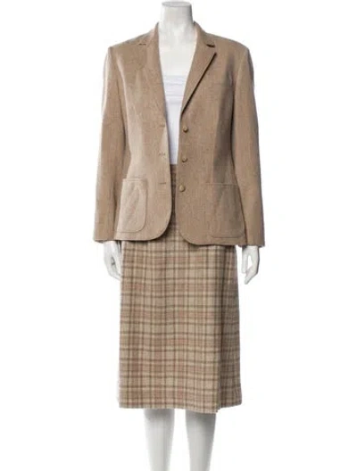 Pre-owned Pendleton Virgin Wool Plaid Print Skirt Suit In Neutral