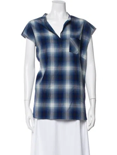 Pre-owned Pendleton Virgin Wool Plaid Print Sweater In Blue