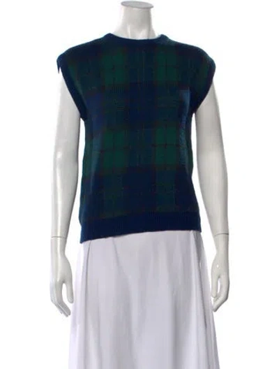 Pre-owned Pendleton Virgin Wool Plaid Print Sweater In Blue