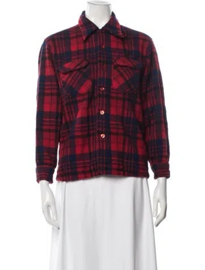 Pre-owned Pendleton Virgin Wool Plaid Print Sweater In Red