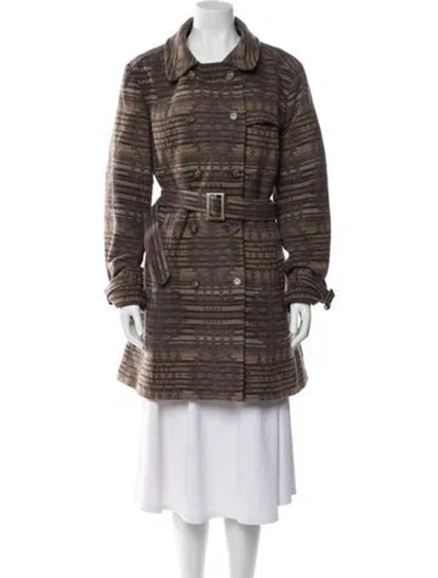 Pre-owned Pendleton Virgin Wool Plaid Print Trench Coat In Brown