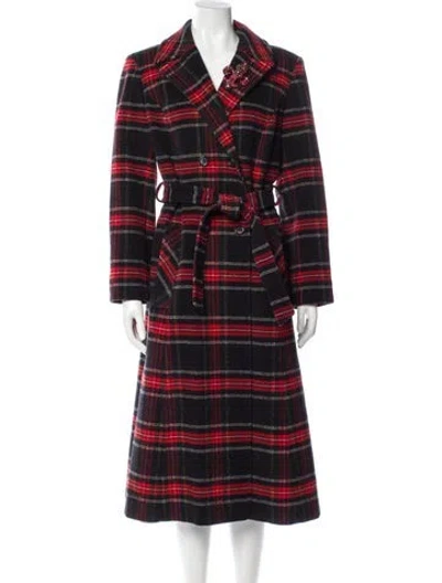Pre-owned Pendleton Virgin Wool Plaid Print Trench Coat In Red