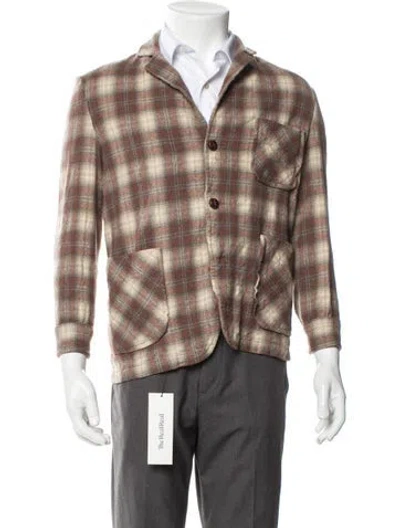 Pre-owned Pendleton Virgin Wool Plaid Print Utility Jacket In Neutral
