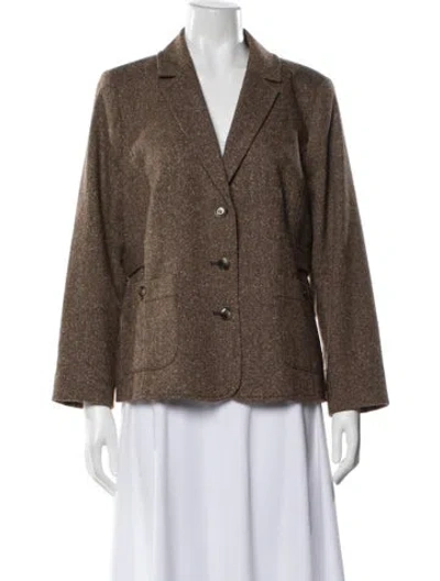 Pre-owned Pendleton Virgin Wool Printed Blazer In Brown