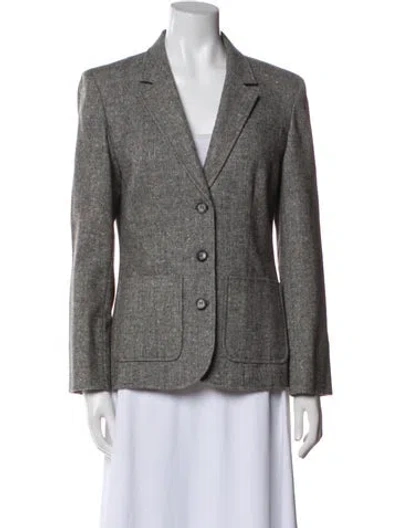 Pre-owned Pendleton Virgin Wool Printed Blazer In Gray