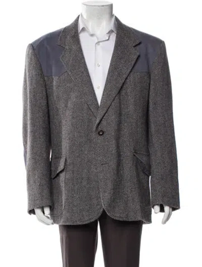 Pre-owned Pendleton Virgin Wool Printed Blazer In Gray