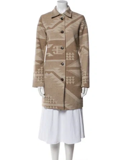 Pre-owned Pendleton Virgin Wool Printed Trench Coat In Neutral