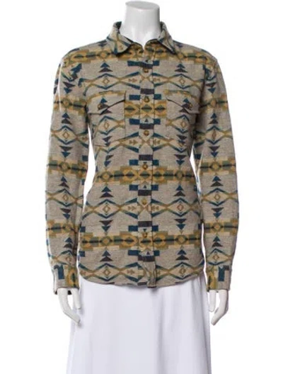 Pre-owned Pendleton Virgin Wool Printed Utility Jacket In Neutral