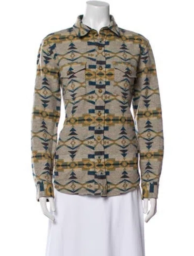 Pre-owned Pendleton Virgin Wool Printed Utility Jacket In Neutral
