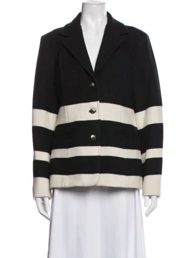 Pre-owned Pendleton Virgin Wool Striped Blazer In Black