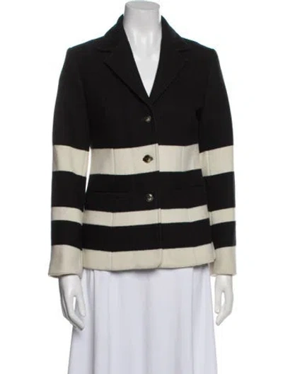 Pre-owned Pendleton Virgin Wool Striped Coat In Blue